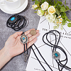 3Pcs 3 Styles Alloy Pave Resin Imitation Gemstone Flower Oval Pendant Bolo Tie Lariat Necklaces NJEW-CL0001-10-4