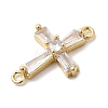 Brass Pave Clear Cubic Zirconia Connector Charms KK-H529-39D-G-2