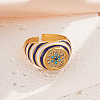 Brass Micro Pave Cubic Zirconia Enamel Cuff Open Rings for Women WG5EFAC-04-1