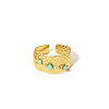 304 Stainless Steel & Turquoise Cuff Open Rings WG63E3D-02-1