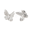 Butterfly Brass Micro Pave Clear Cubic Zirconia Stud Earring Findings KK-F921-02P-2