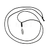 Alloy Feather Pendant Black Waxed Polyester Cord Long Necklaces NJEW-JN05638-4