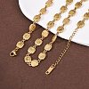 304 Stainless Steel Textured Square Link Chain Necklaces for Women NJEW-K299-02G-3