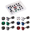  12Pcs 6 Colors Cubic Zirconia Diamond Stud Earrings EJEW-TA0001-09-10