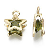 Brass Micro Cubic Zirconia Charms KK-N235-034D-4