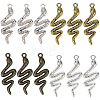 40Pcs 4 Colors Snake Alloy Pendants TIBEP-SC0001-82-1