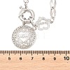 Mother's Day Brass Micro Pave Clear Cubic Zirconia Hollow Flat Round with Heart Mama Pendant Necklaces for Women NJEW-A071-05P-4