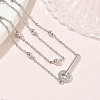 Brass Micro Pave Clear Cubic Zirconia Key Link 2-Strand Bracelets KK-CBA6980-20P-2