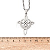 304 Stainless Steel Viking Knot Cross with Moon Pendant Necklaces for Men NJEW-S440-09P-3