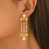 Layered Tassel Brass Pave Cubic Zirconia Stud Earrings for Women MV3565-2