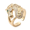Brass Micro Pave Cubic Zirconia Cuff Open Rings for Women RJEW-F216-02G-3