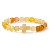 Natural Yellow Agate Round Beads Stretch Bracelets YG0612-10-1