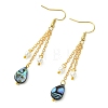 Shell Pearl & Abalone Shell/Paua Shell Dangle Earrings for Women EJEW-JE07328-01-4