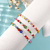 3Pcs 3 Styles Bohemian Handmade Lampwork & Glass Evil Eye Beaded Stretch Bracelet Sets JV1466-5