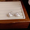 Heart Brass Micro Pave Clear Cubic Zirconia Leverback Earrings FS-WGB29CA-01-3