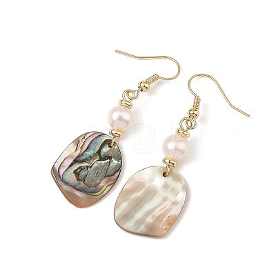 Natural Cultured Freshwater Pearl & Abalone Shell/Paua Shell Beads Dangle Earrings EJEW-JE07313-01-1