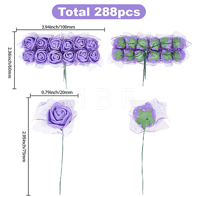 288Pcs Foam & Iron Artificial Flower AJEW-SP0003-58C-1