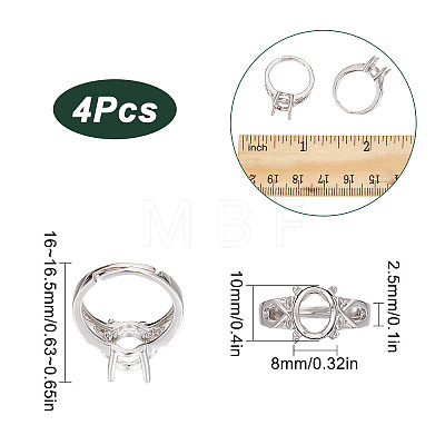4Pcs Adjustable Brass Finger Ring Components KK-SC0001-32-1
