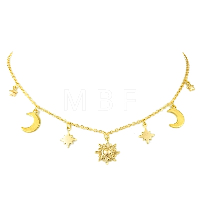Moon & Star & Sun Brass Pendant Necklaces NJEW-TA00164-1