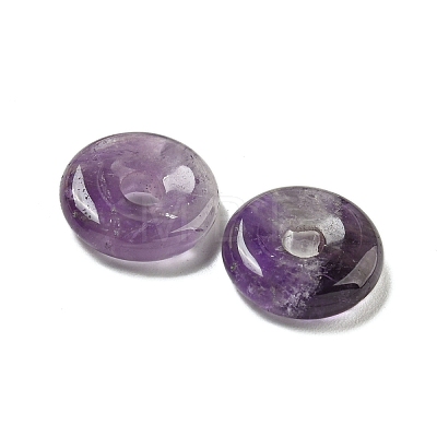 Natural Amethyst Donut/Pi Disc Charms G-G142-01S-1