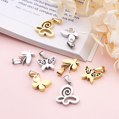 Fashewelry 8Pcs 8 Style 304 Stainless Steel Charms STAS-FW0001-16-1