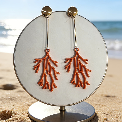 Iron & Alloy Stud Dangle Earrings for Women WGC6E9F-01-1