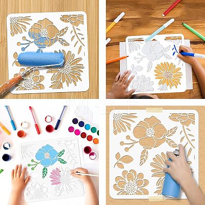 4Pcs 4 Styles PET Hollow Out Drawing Painting Stencils DIY-WH0411-025-1