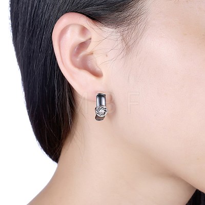Trendy Sterling Silver Hoop Earrings EJEW-BB29990-A-1