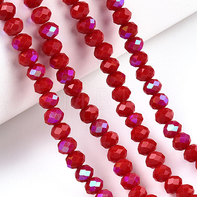 Electroplate Opaque Solid Color Glass Beads Strands X1-EGLA-A034-P8mm-L21-1