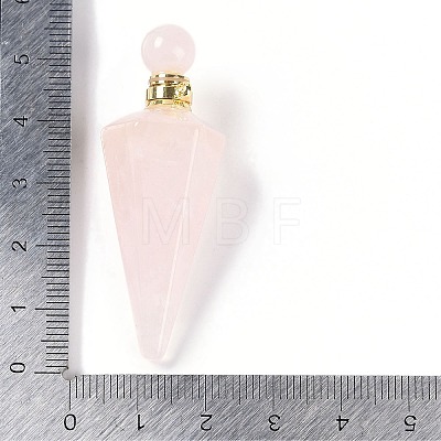 Natural Rose Quartz Faceted Cone Openable Perfume Bottle Big Pendants G-L524-18G-12-1