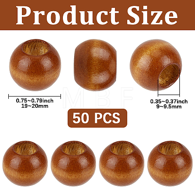 50Pcs Spray Painted Wood European Beads WOOD-PA0001-78A-1