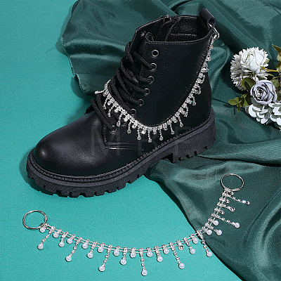 2Pcs Iron & Alloy Rhinestone Boot Strap Chains HJEW-PH02477-1