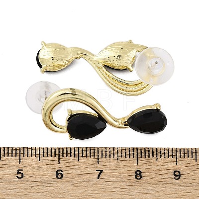 Alloy Rhinestones Stud Earrings EJEW-M075-04G-03-1