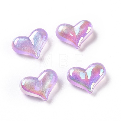 UV Plating Rainbow Iridescent Acrylic Beads OACR-C010-01-1