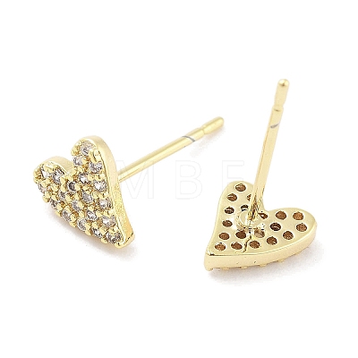Brass Micro Pave Clear Cubic Zirconia Studs Earring for Women EJEW-S217-A03-1