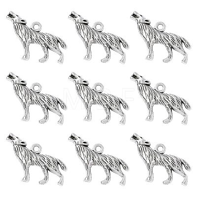 Tibetan Style Alloy Howling Wolf Pendants LF1753Y-NF-1