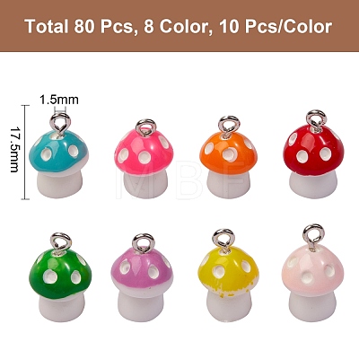 80Pcs 8 Colors Plastic Pendants sgKY-SZ0001-02-1