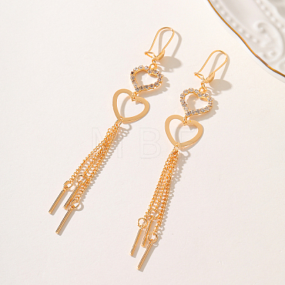 Elegant European Style Brass Heart Tassel Hoop Earrings UN2396-1