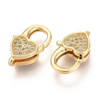 Brass Micro Pave Cubic Zirconia Lobster Claw Clasps X-ZIRC-O038-26G-1