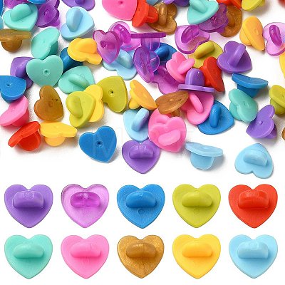 100Pcs 10 Colors Plastic Heart Lapel Pin Backs KY-YW0001-59-1