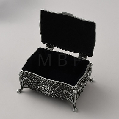 Retro Embossed Flower Alloy Jewelry Storage Decorative Boxes CON-WH20008-27A-1