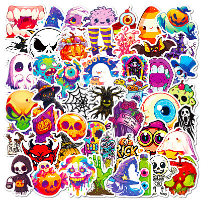 50 Pcs Halloween Children's Cartoon Themed Stickers PW-WG6DEFE-01-1