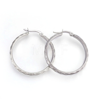 304 Stainless Steel Hoop Earrings EJEW-L215-36P-1