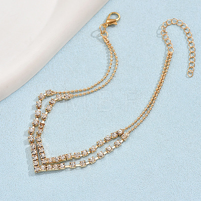 Letter V Alloy Rhinestone Multi-strand Anklets WG18F6C-03-1