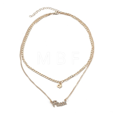 Alloy Double Layered Necklaces NJEW-B0002-05G-1