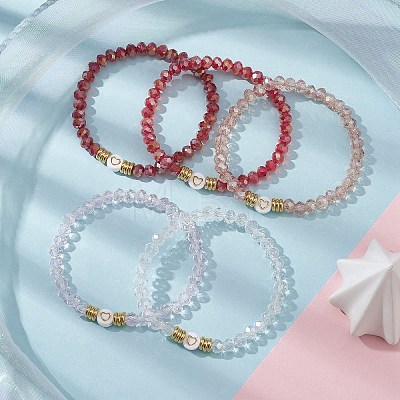 5Pcs Glass & Brass & Acrylic Beaded Stretch Bracelets Set BJEW-JB09677-02-1