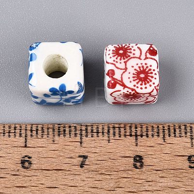 Printed Handmade Porcelain European Beads PORC-Q007-11-1