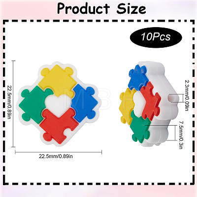 SUNNYCLUE Puzzle Silicone Focal Beads SIL-SC0001-70-1