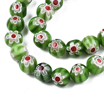 Handmade Millefiori Glass Beads Strands LK-T001-10I-1