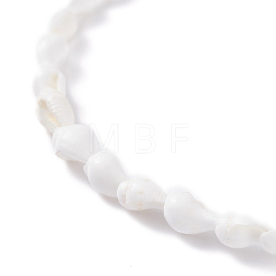 Natural Trumpet Shell Beaded Anklet for Women AJEW-AN00470-1